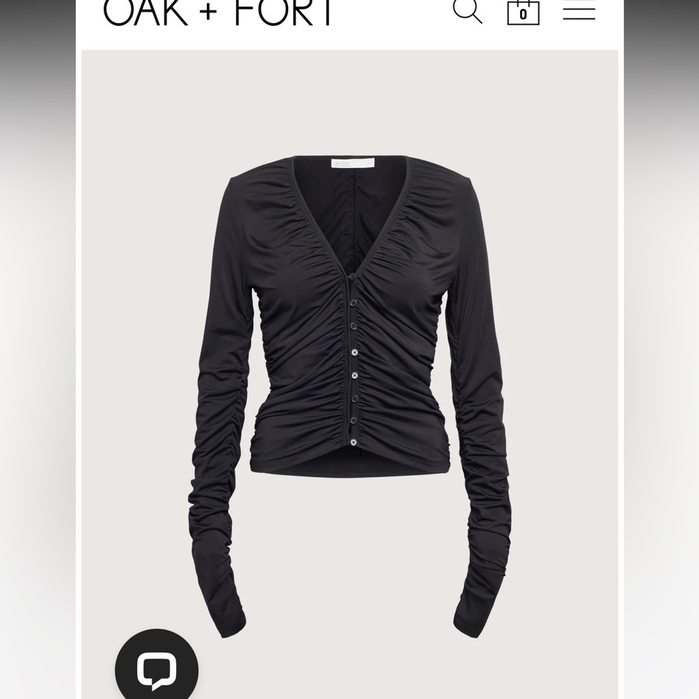OAK + FORT Black Ruched Button Down Shirt